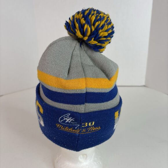 Golden State Warriors Winter Hat Cuffed Pom Beanie Cap, Blue, Steph Curry 30 - Picture 3 of 8